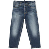 "DSquared2 Kids Jeans Boston per Bambini | Chiusura con Zip e Bottone | Vita con Passanti | Stile Cinque Tasche | Dettagli Sdruciti | Fit Regolare