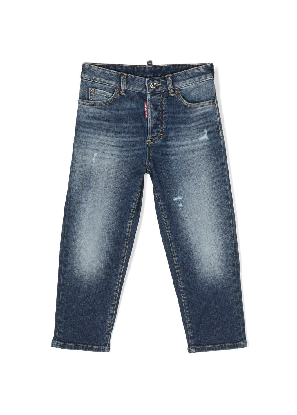 "DSquared2 Kids Jeans Boston per Bambini | Chiusura con Zip e Bottone | Vita con Passanti | Stile Cinque Tasche | Dettagli Sdruciti | Fit Regolare