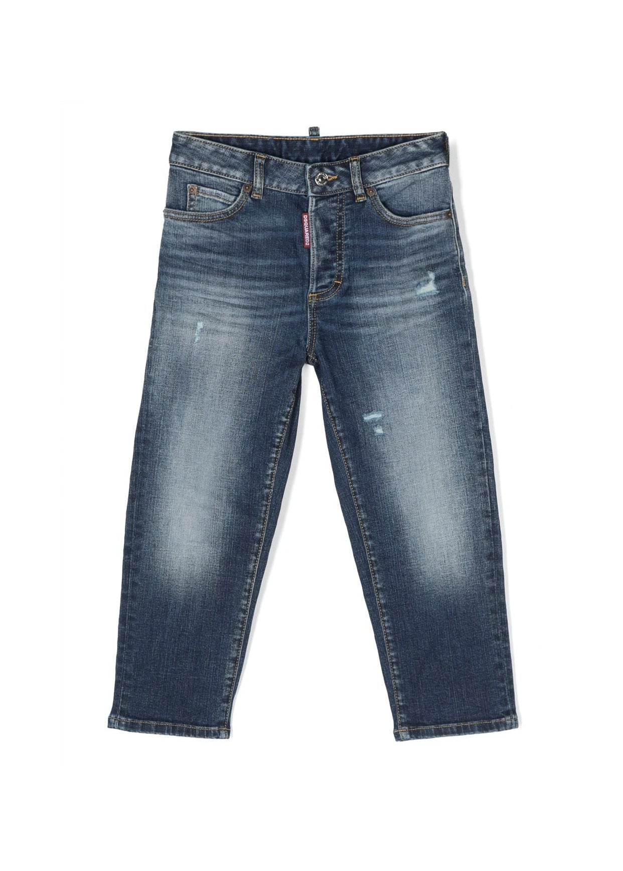 "DSquared2 Kids Jeans Boston per Bambini | Chiusura con Zip e Bottone | Vita con Passanti | Stile Cinque Tasche | Dettagli Sdruciti | Fit Regolare