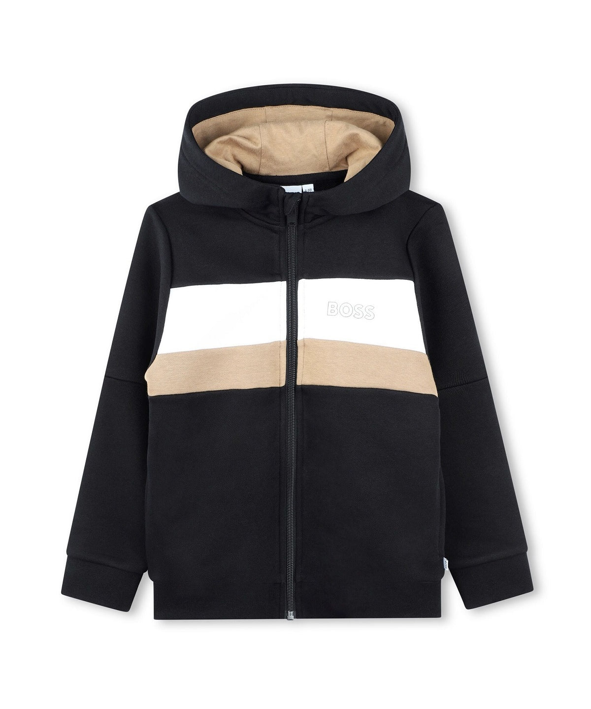 Boss Kids Felpa con Cappuccio e Zip Nera per Bambini