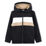 Boss Kids Felpa con Cappuccio e Zip Nera per Bambini