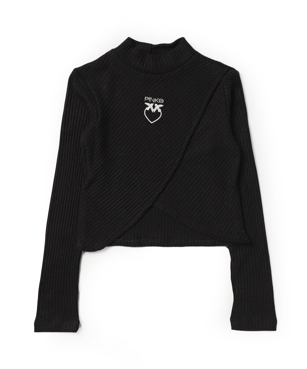 Maglia a Costine Nera Pinko Kids: Eleganza e Stile con Logo Distintivo per Bambine alla Moda