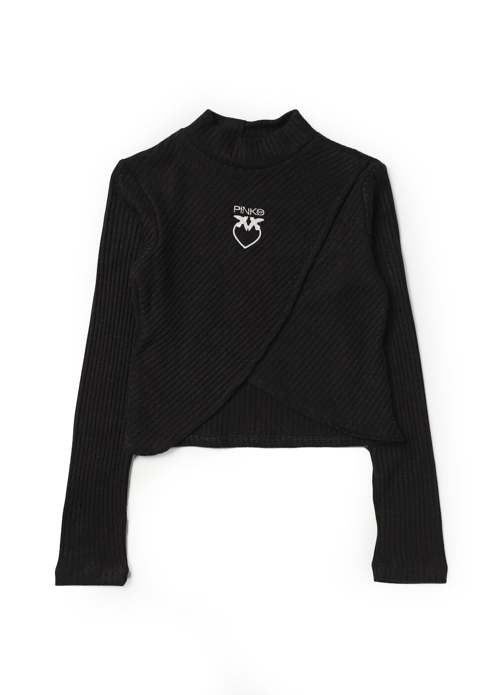 Maglia a Costine Nera Pinko Kids: Eleganza e Stile con Logo Distintivo per Bambine alla Moda