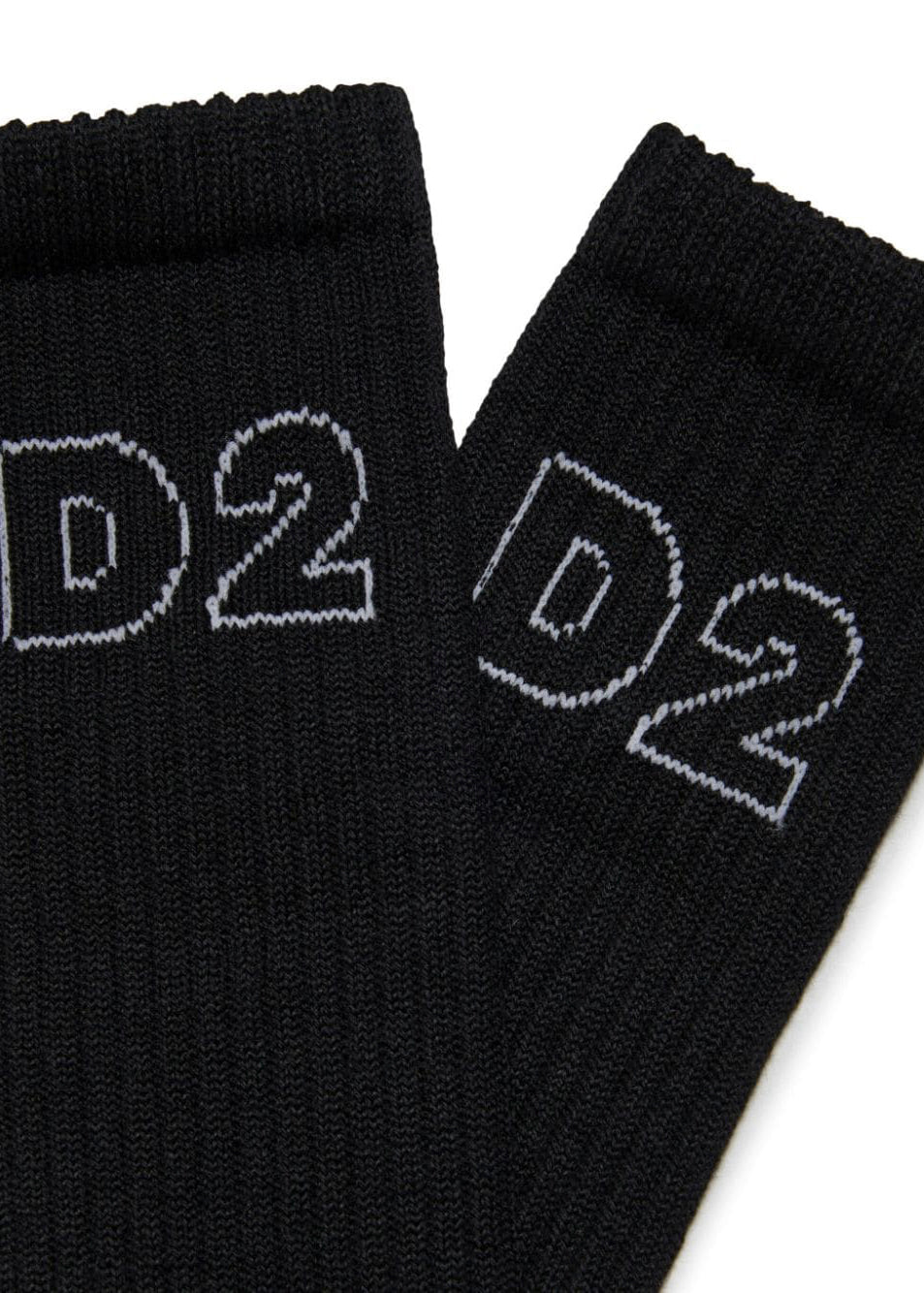 Dsquared2 Kids Wool Blend Socks with Inlay Logo Embroidery Black