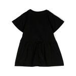 Moschino Kids Abito Svasato in Jersey Nero con Ricamo per Neonate