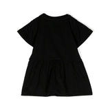 Moschino Kids Abito Svasato in Jersey Nero con Ricamo per Neonate