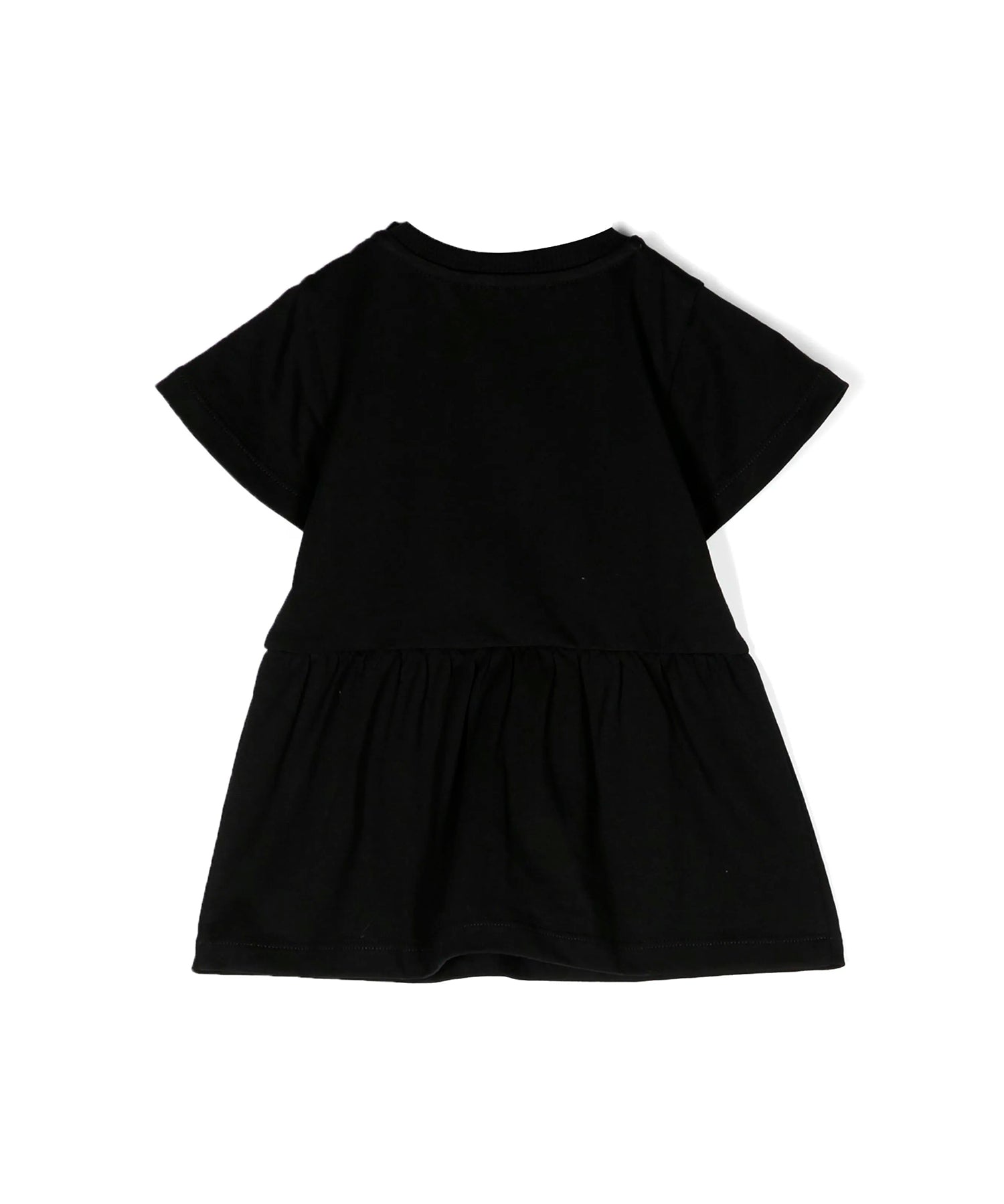 Moschino Kids Abito Svasato in Jersey Nero con Ricamo per Neonate
