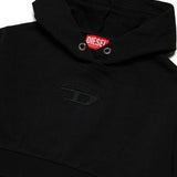 Diesel Kids Black Crop Hoodie with Over 'D' Logo