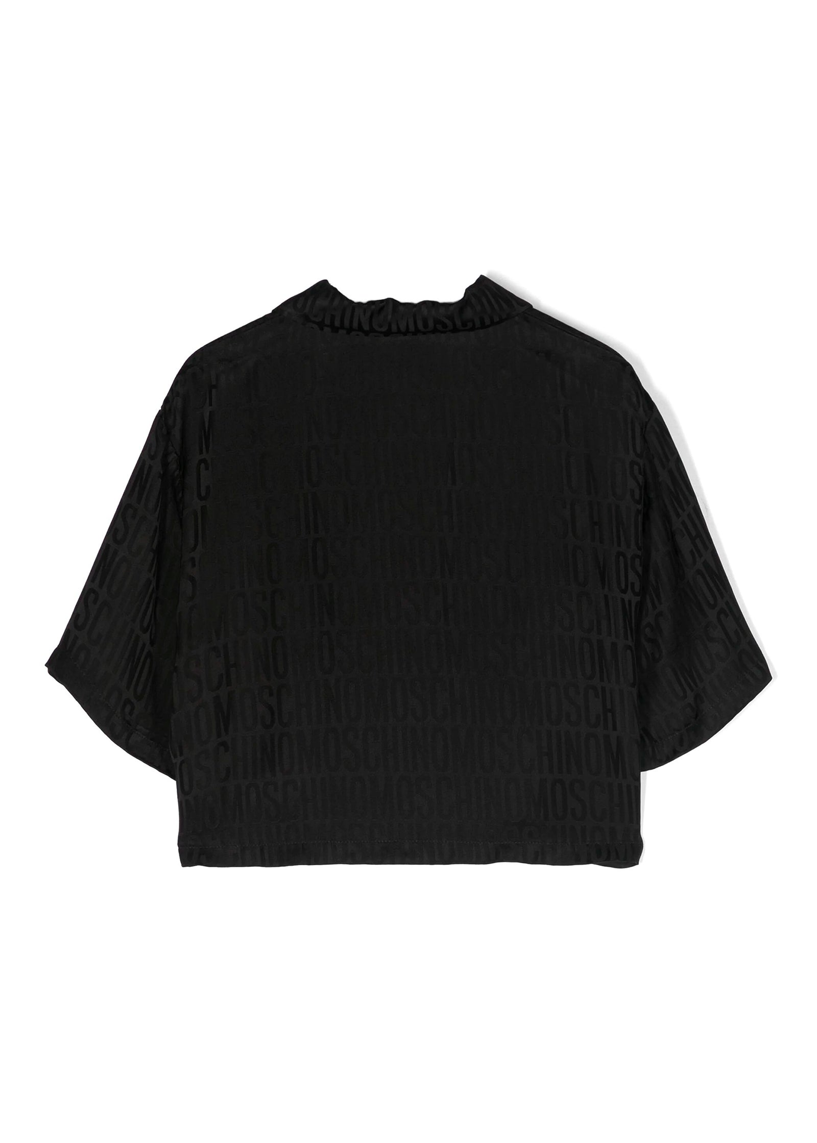 Moschino Kids Camicia Nera Monogram All-over per Bambine
