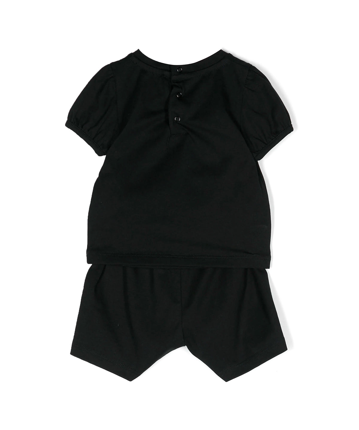 Moschino Kids Set T-Shirt e Short Nero con Cuore per Neonate