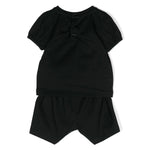 Moschino Kids Set T-Shirt e Short Nero con Cuore per Neonate