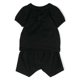 Moschino Kids Set T-Shirt e Short Nero con Cuore per Neonate