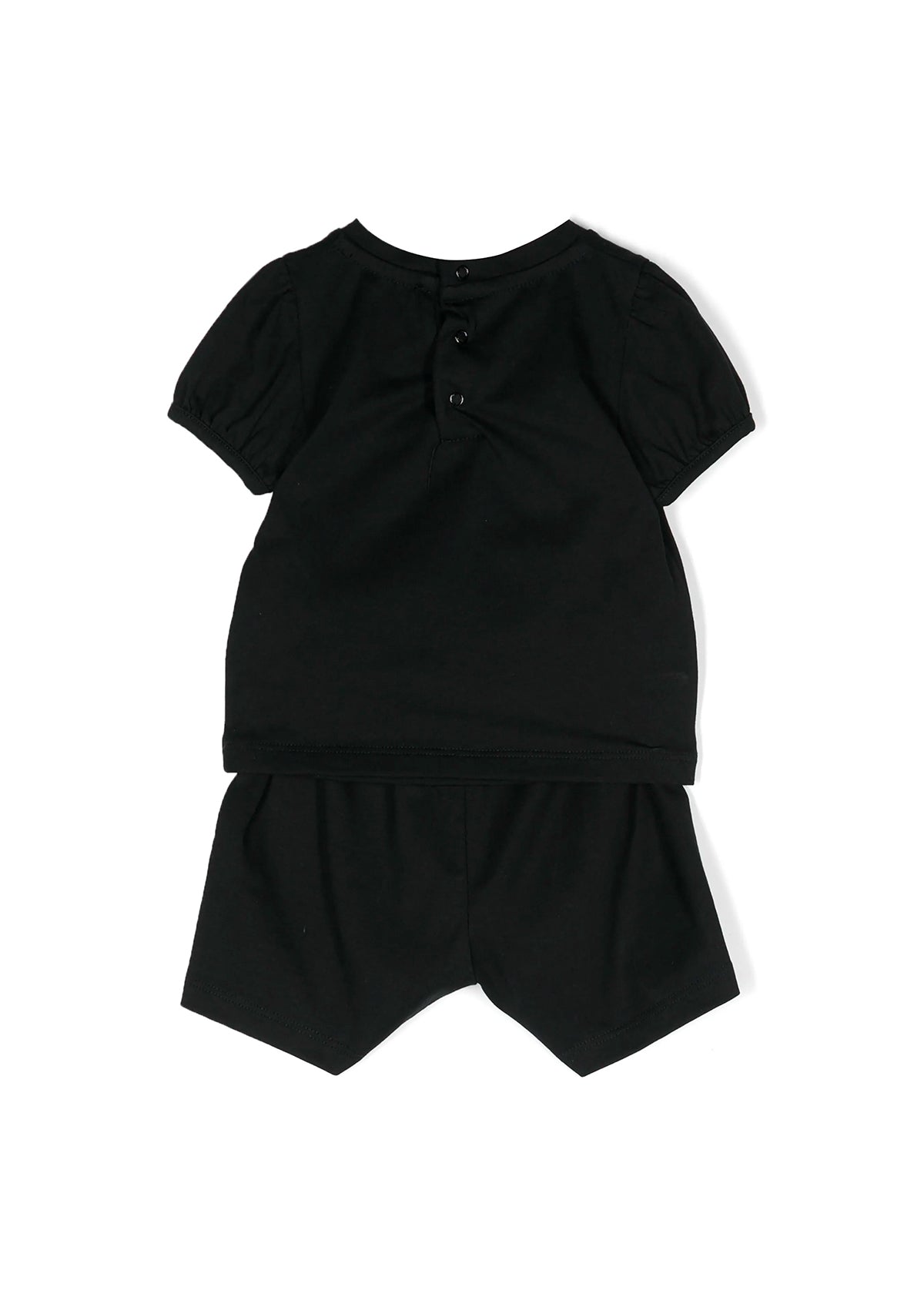 Moschino Kids Set T-Shirt e Short Nero con Cuore per Neonate