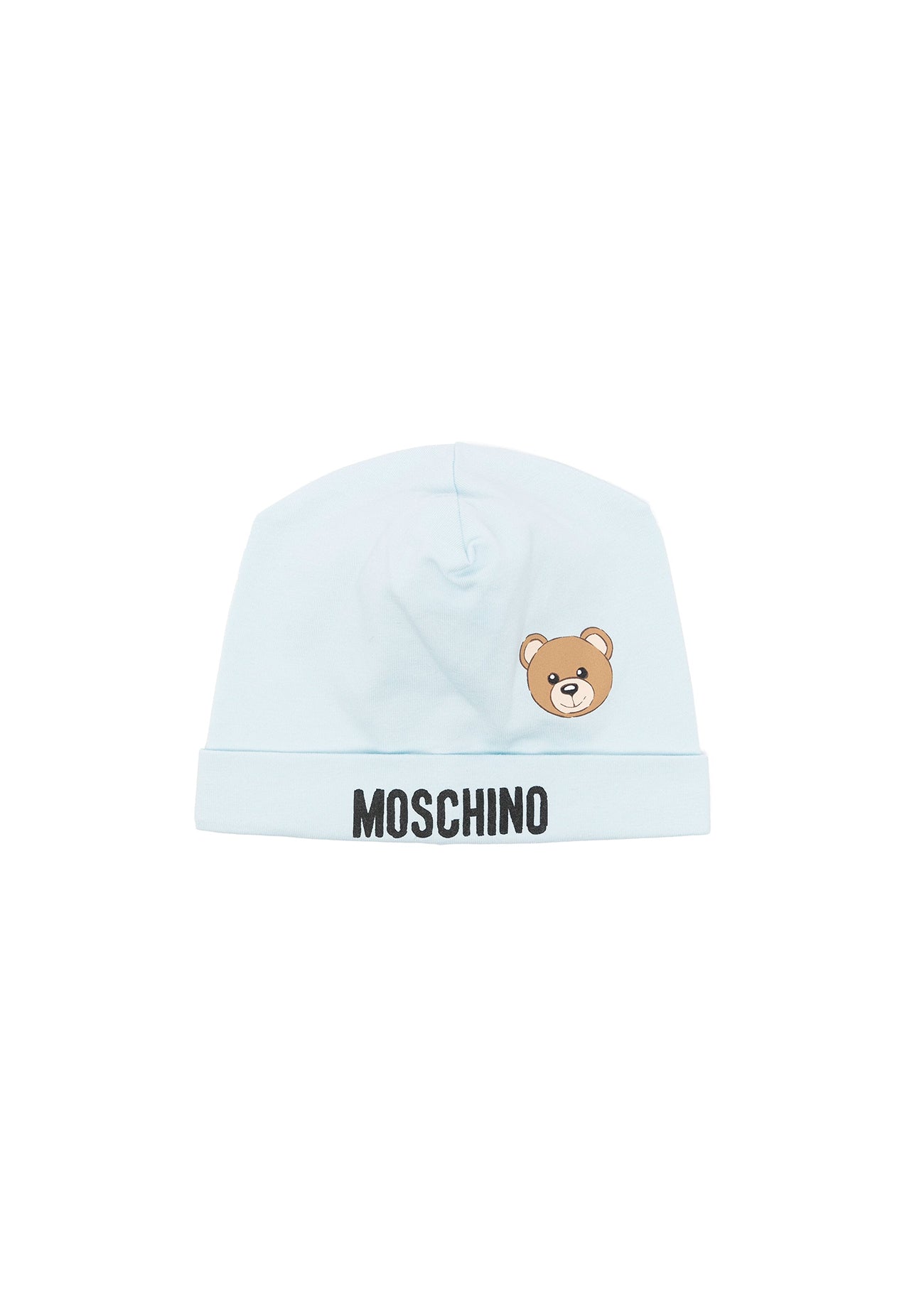 Moschino Kids Cappellino Celeste con Motivo Teddy Bear