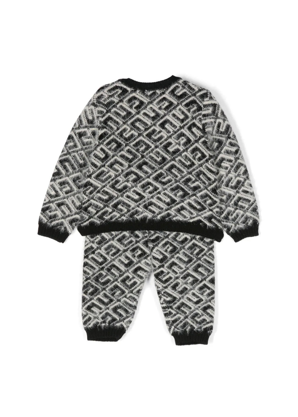 Completo Pantaloni e Maglione Elisabetta Franchi La Mia Bambina - Nero/Bianco | Design Lavorato a Maglia con Logo Jacquard"