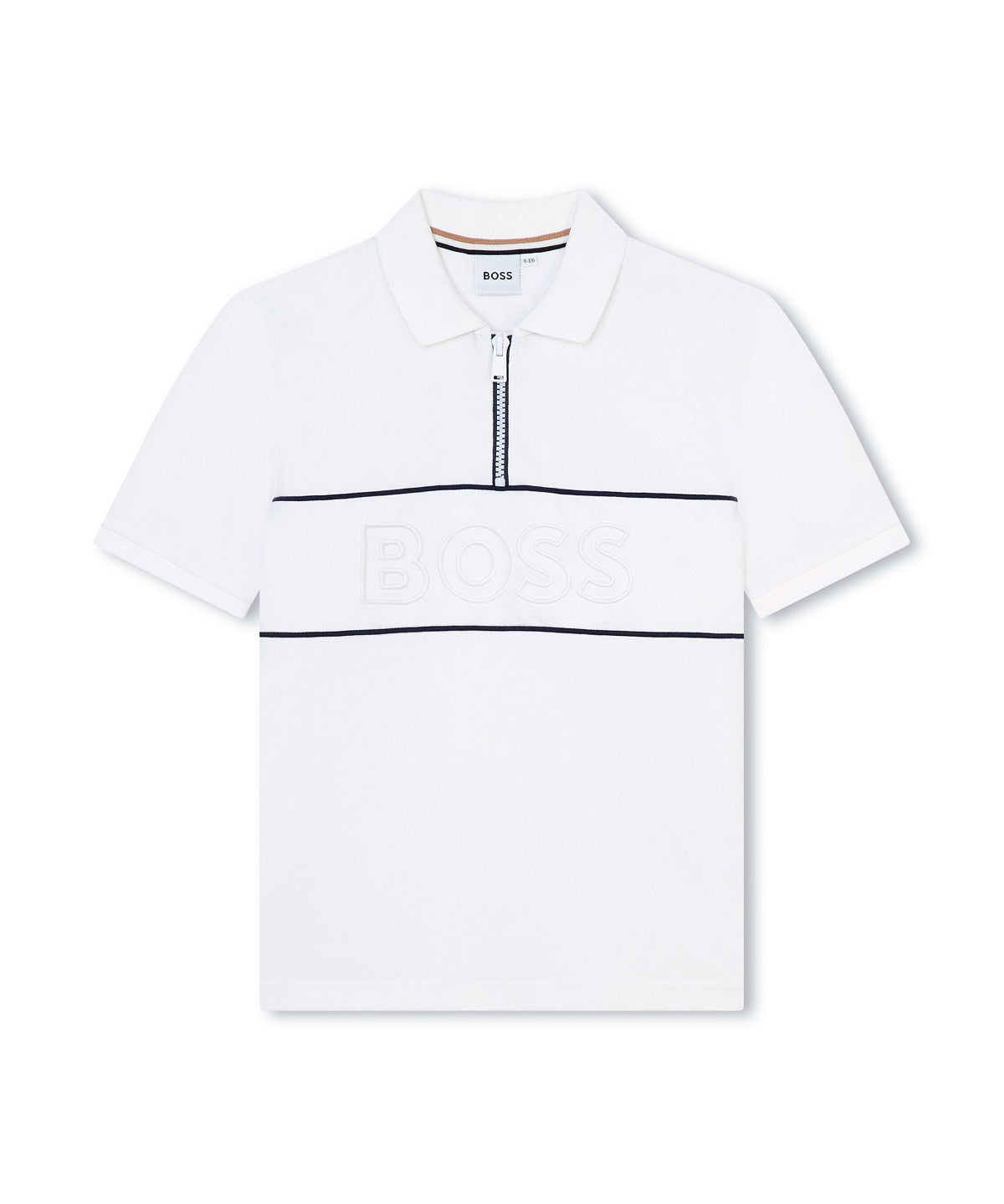 Boss Kids Polo Zip Bianca con Logo per Bambini