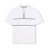 Boss Kids Polo Zip Bianca con Logo per Bambini