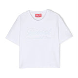 Diesel Kids White T-Shirt with Logo Embroidery