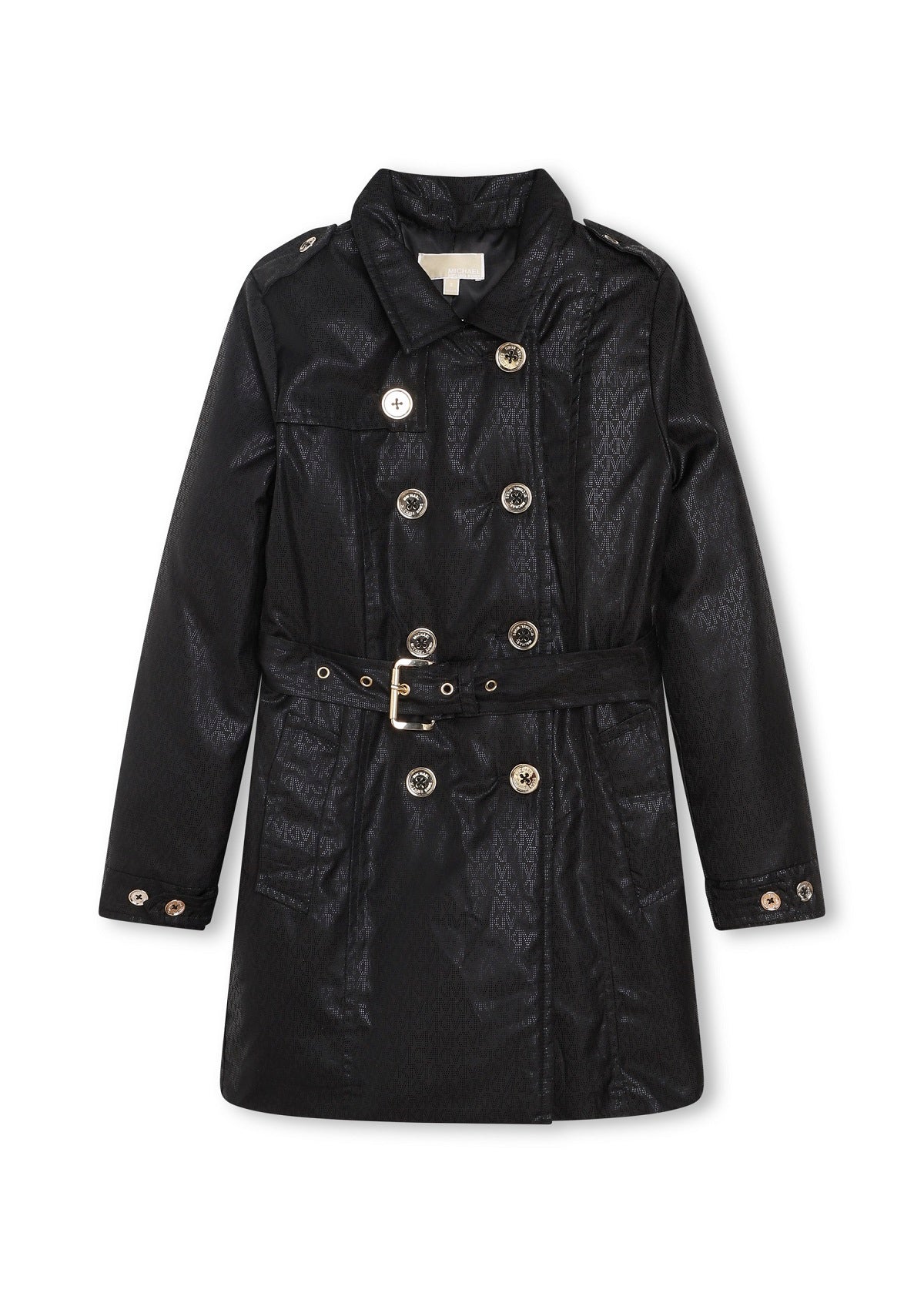 Trench Doppiopetto Michael Kors per Bambini - Nero con Monogramma All-Over 