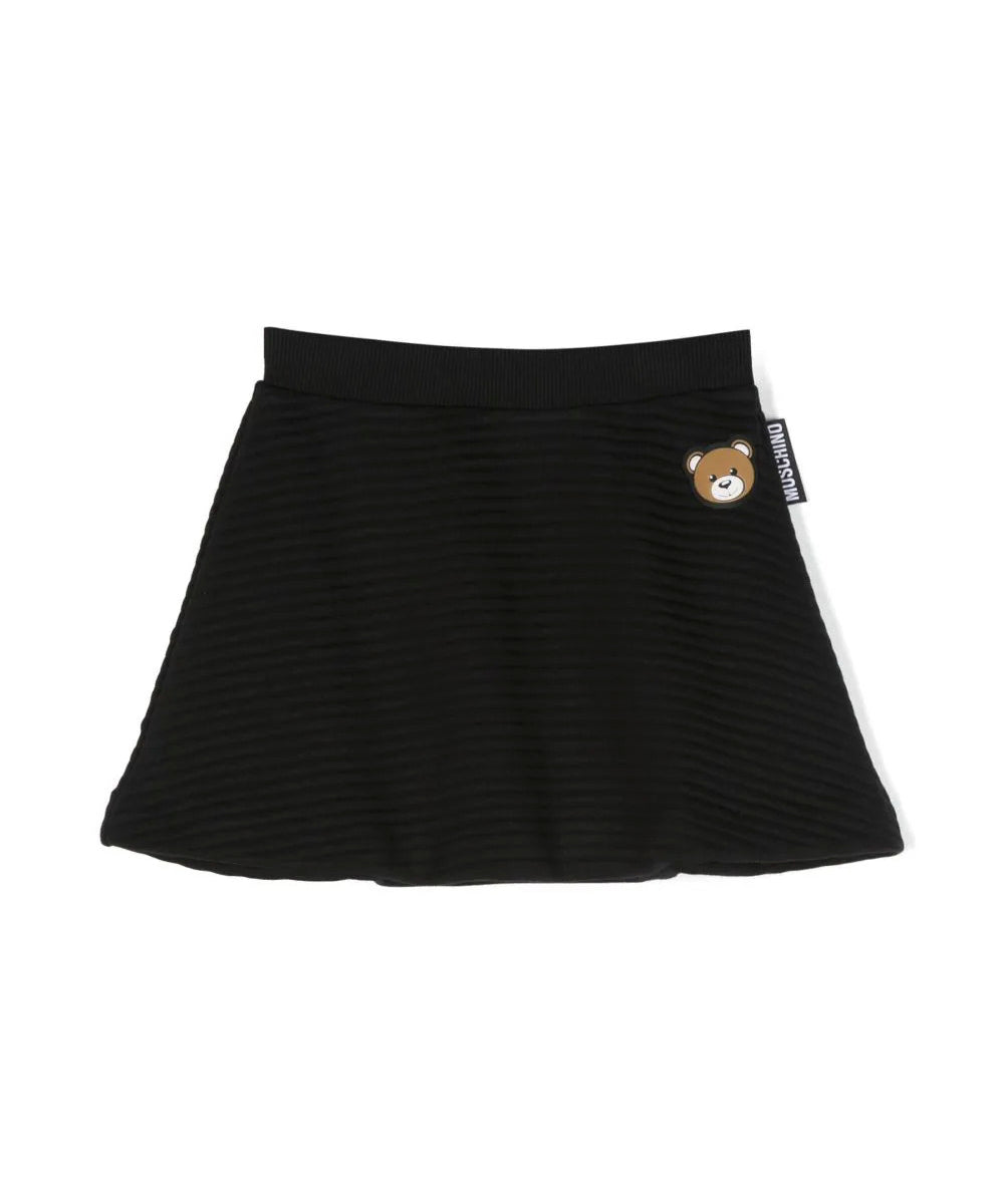 Gonna Nera a Costine Moschino Kids: Stile Sofisticato per le Giovani Fashion Icon