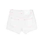 Moschino Kids Short di Jeans Bianco con Stampa Teddy Bear