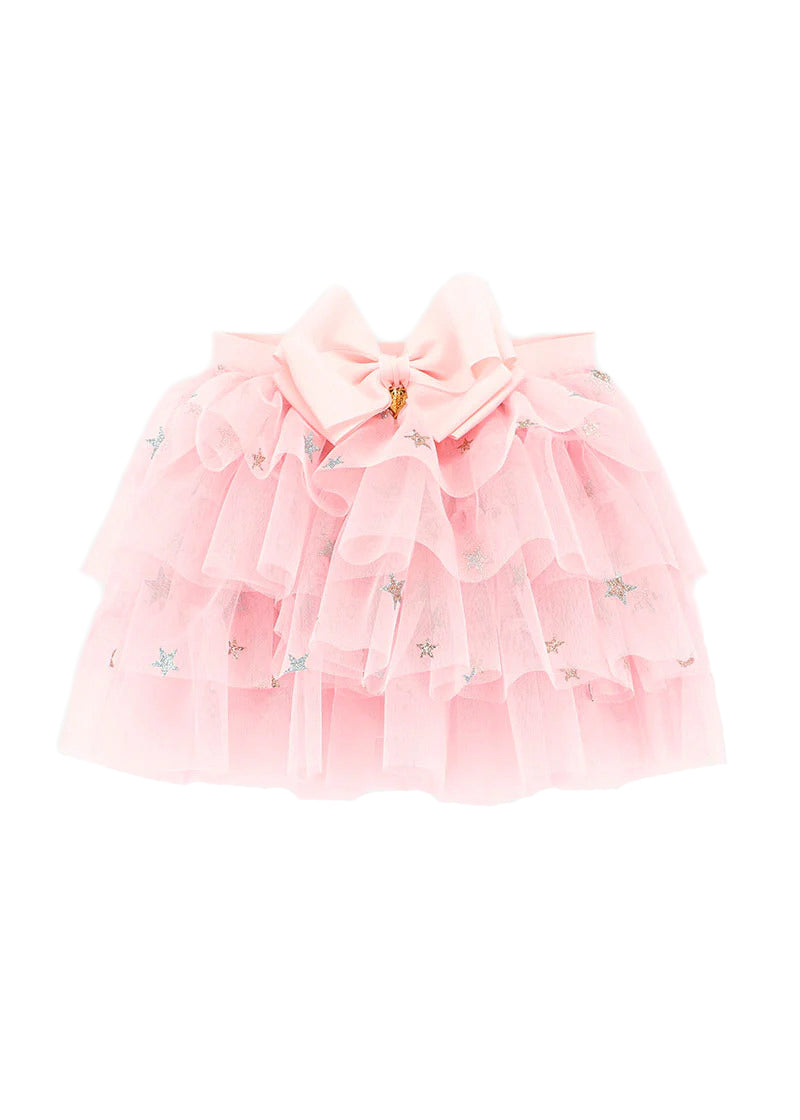 Angel's Face Pink Tulle Skirt with Gold Stars