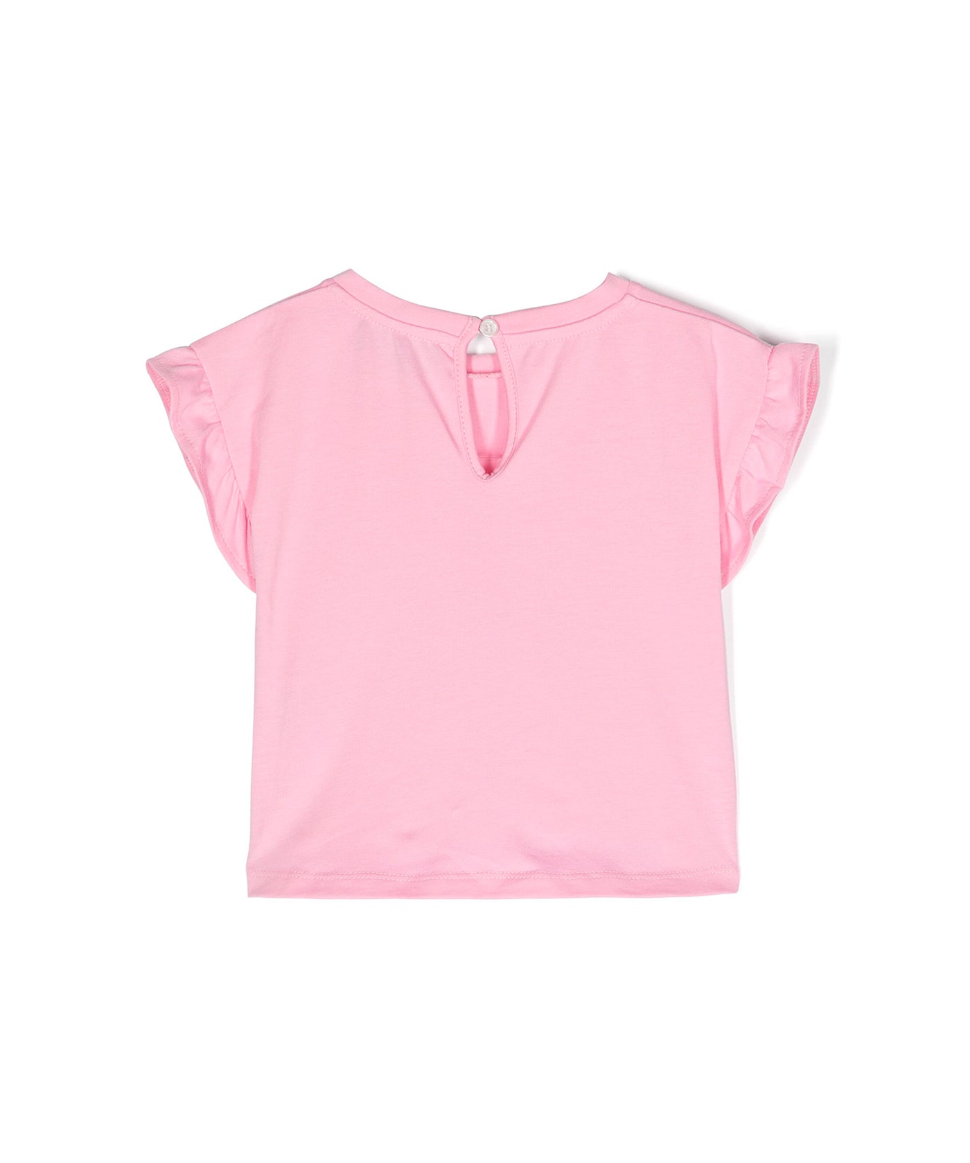 Moschino Kids T-Shirt Rosa con Stampa Cuori per Neonate