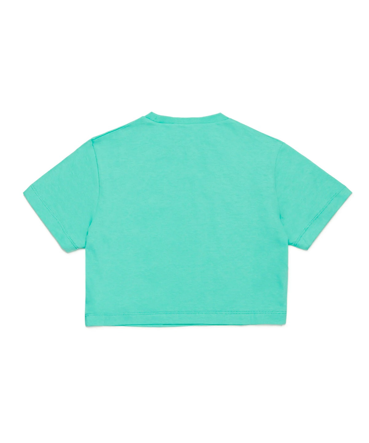 Dsquared2 Kids T-shirt Verde Acqua Cropped con Logo Grafica Leaf