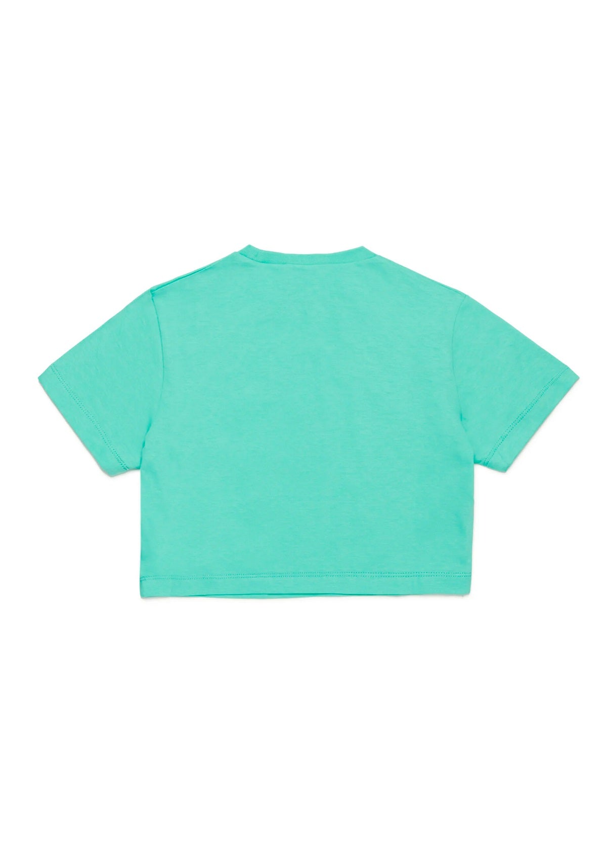 Dsquared2 Kids T-shirt Verde Acqua Cropped con Logo Grafica Leaf