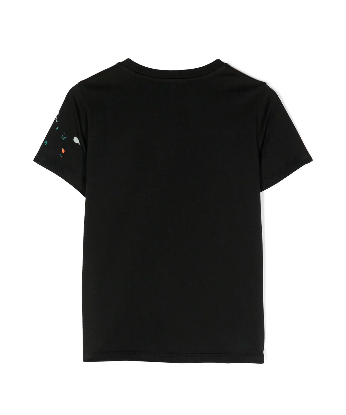 Moschino Kids T-shirt Nera con Stampa Vernice per Bambini