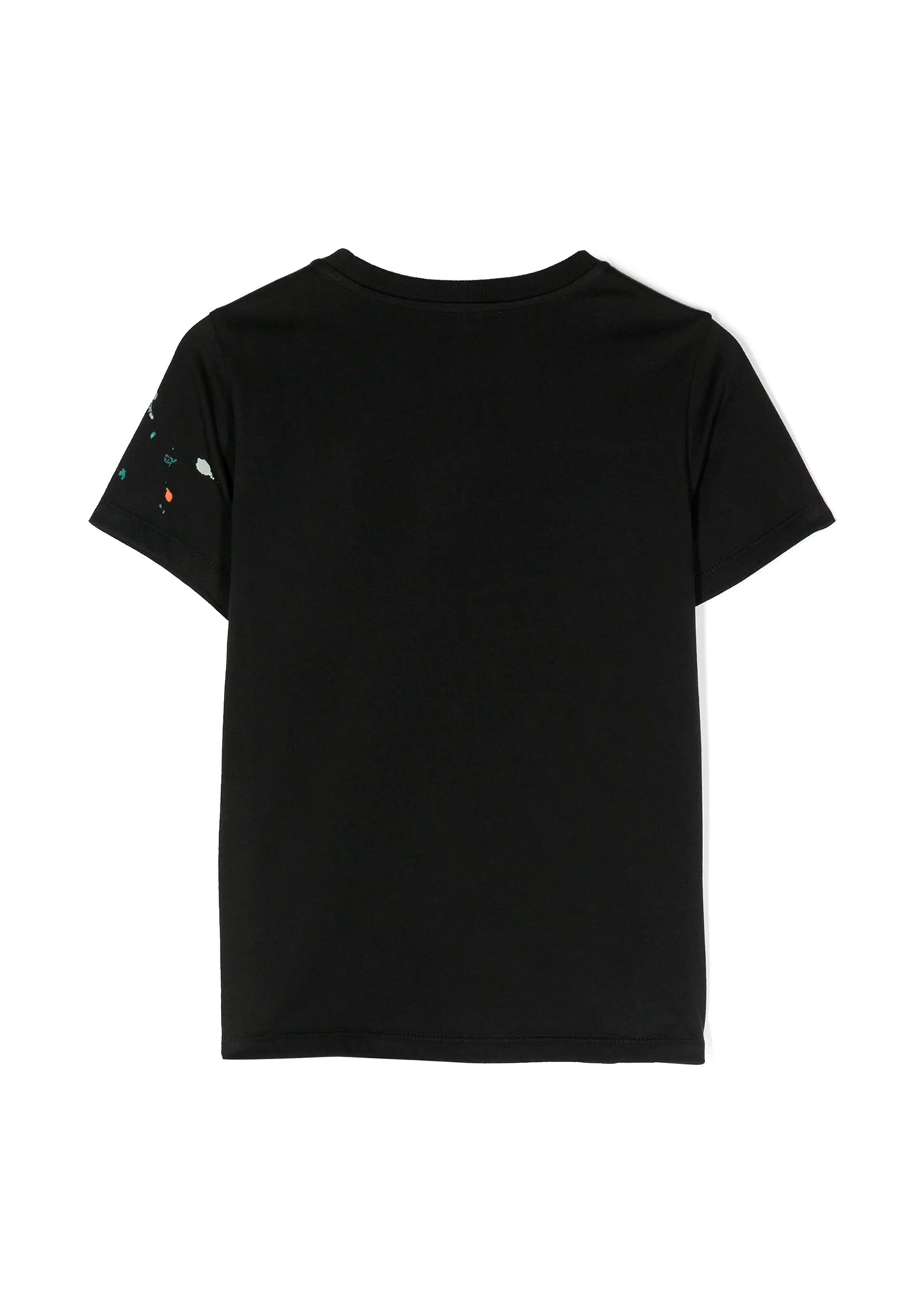 Moschino Kids T-shirt Nera con Stampa Vernice per Bambini