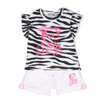 Moschino Kids Completo Shorts e T-Shirt Zebrata per Neonate
