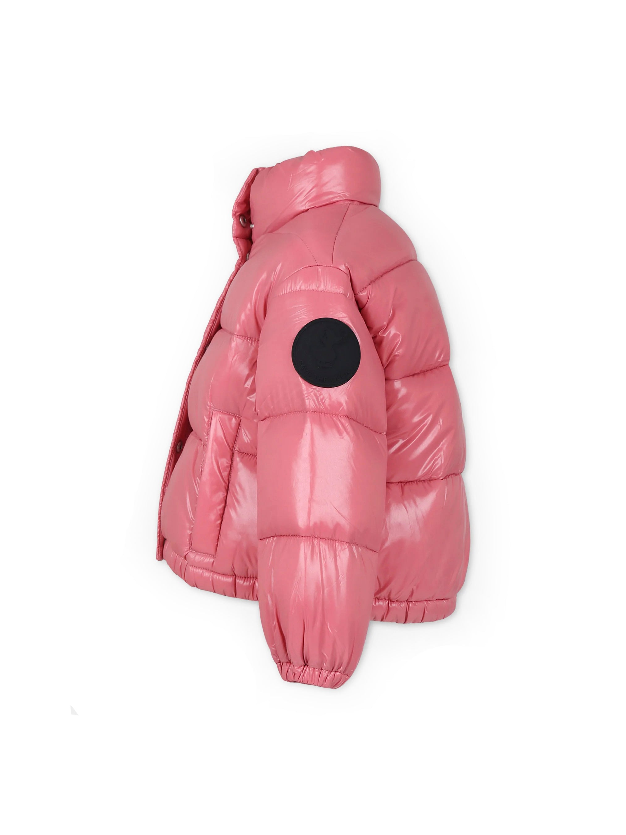 Piumino Imbottito SAVE THE DUCK per Bambine: Stile Invernale in Rosa con Collo ad Imbuto e Logo Distintivo