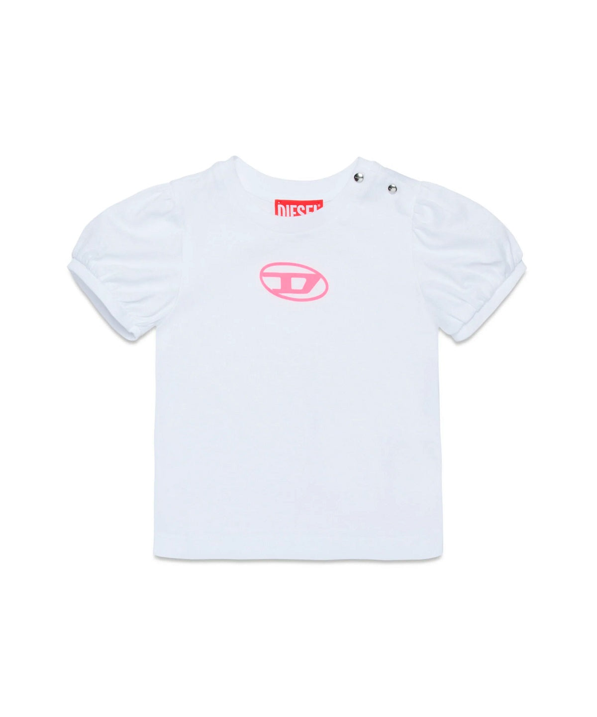 Diesel Kids T-Shirt Bianca con Logo Oval D per Neonate