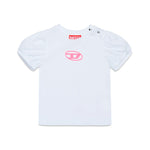 Diesel Kids T-Shirt Bianca con Logo Oval D per Neonate