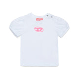 Diesel Kids T-Shirt Bianca con Logo Oval D per Neonate