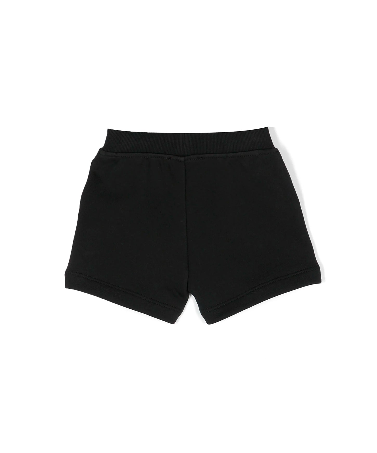 Moschino Kids Short Nero con Stampa Vernice per Neonati