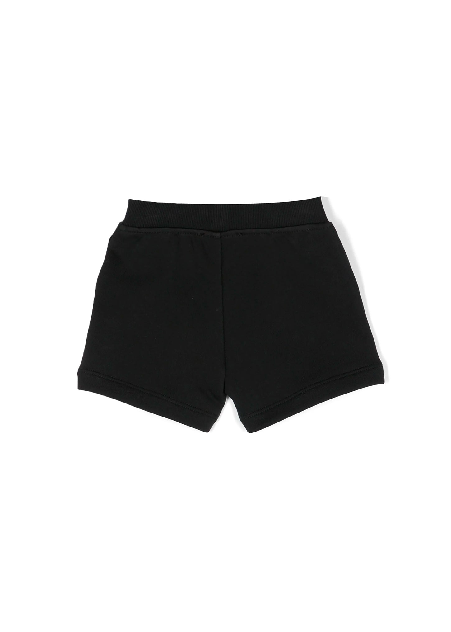 Moschino Kids Short Nero con Stampa Vernice per Neonati