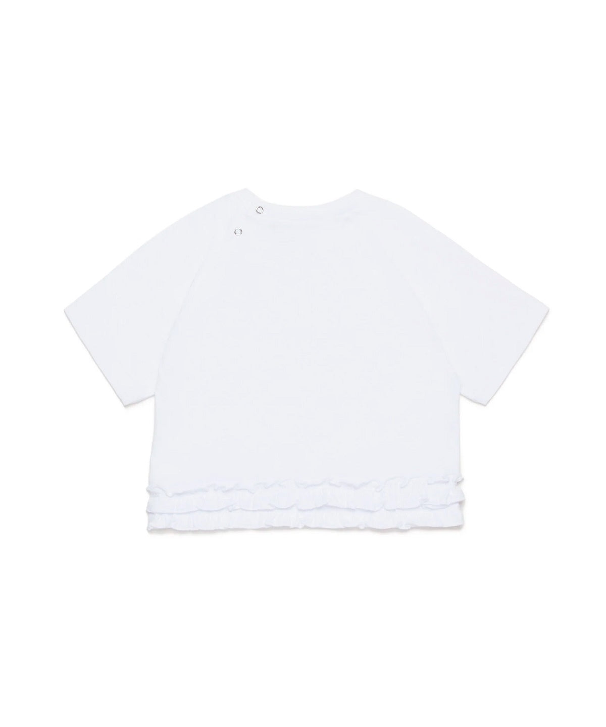 Dsquared2 Kids T-Shirt Bianca con Logo DSQ2 est.1995 e Ruches per Neonate