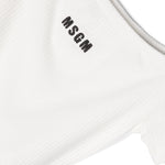 Msgm Kids Maglia Crop Bianca a Costine