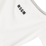 Msgm Kids Maglia Crop Bianca a Costine