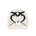 Berretto Pinko Kids a Intarsio con Logo: Raffinatezza in Crema, Maglia Elastica e Finiture a Costine