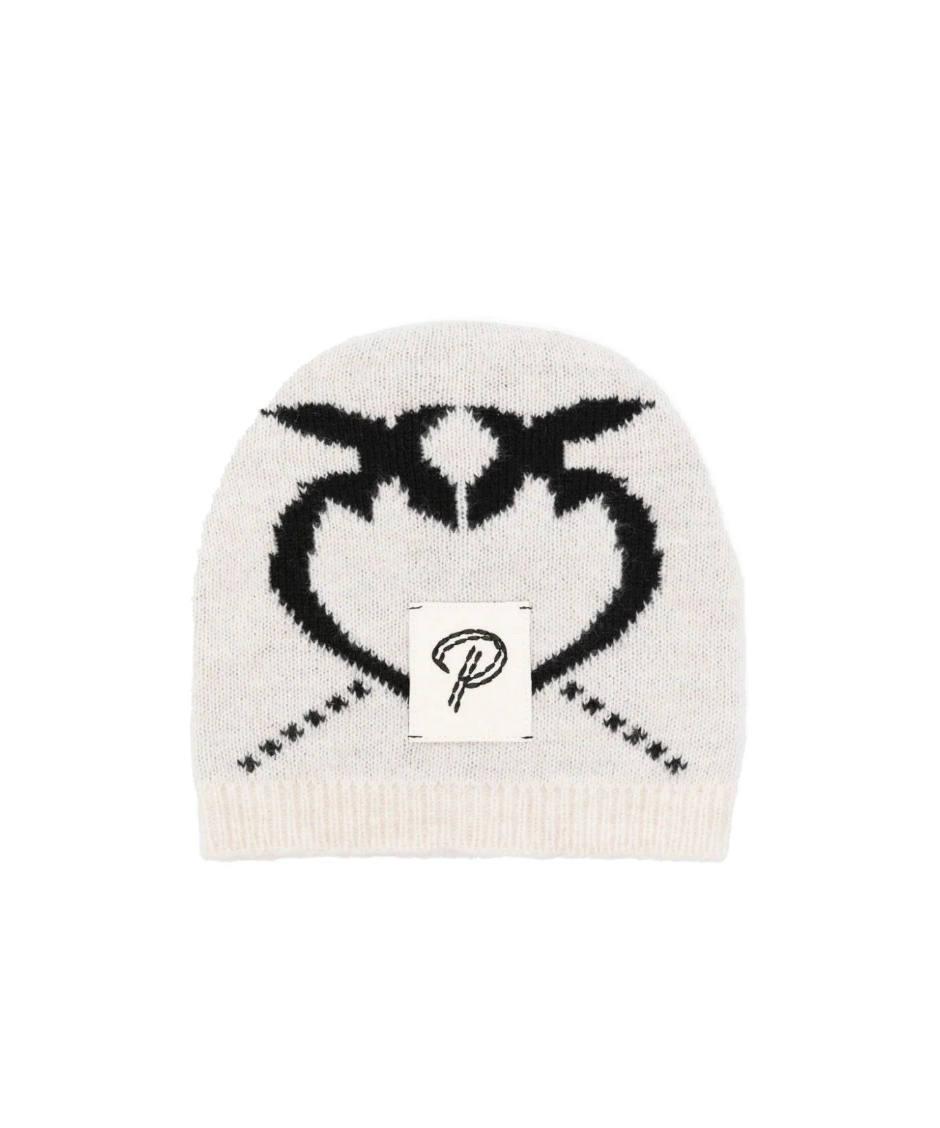 Berretto Pinko Kids a Intarsio con Logo: Raffinatezza in Crema, Maglia Elastica e Finiture a Costine