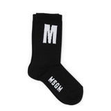 MSGM Kids Calzino con Ricamo Nero