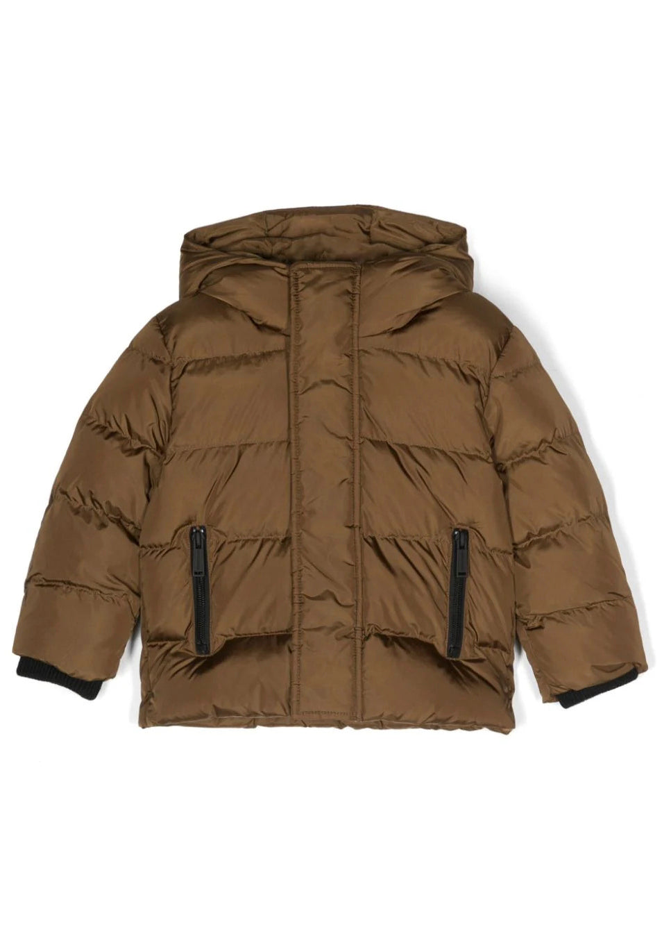Piumino Imbottito DSquared2 Kids Marrone | Design Imbottito | Logo sulla Manica | Chiusura con Zip | Cappuccio Classico"