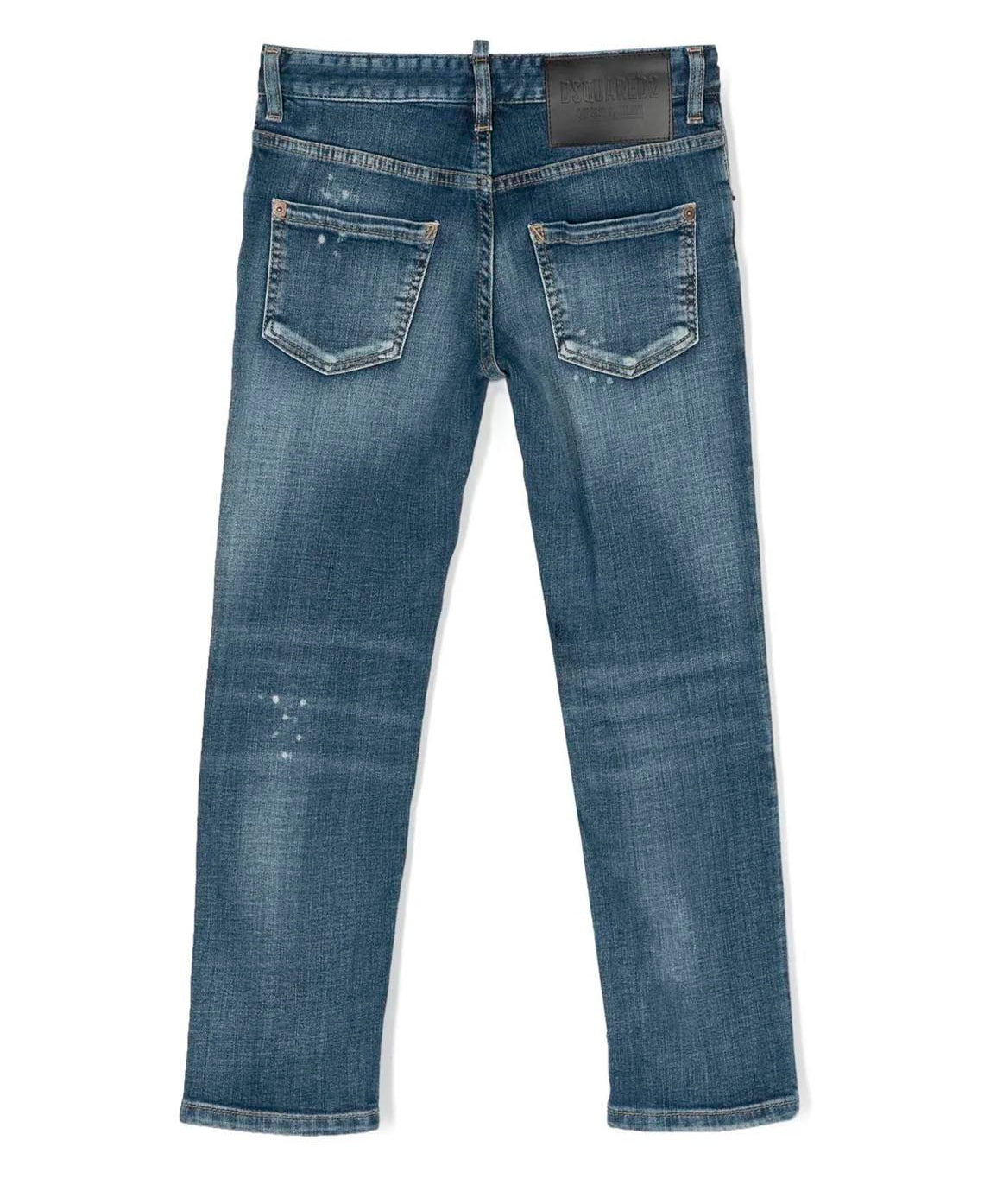 Jeans Skinny a Vita Media Blu-Grigio | Logo Posteriore | Design Classico a Cinque Tasche