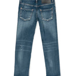 Jeans Skinny a Vita Media Blu-Grigio | Logo Posteriore | Design Classico a Cinque Tasche