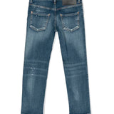 Jeans Skinny a Vita Media Blu-Grigio | Logo Posteriore | Design Classico a Cinque Tasche
