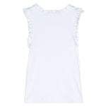Msgm Kids Canotta a Costine Bianca con Ruches