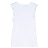 Msgm Kids Canotta a Costine Bianca con Ruches